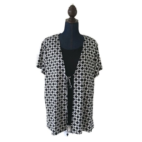 Notations Black and White Abstract Layered Top 3X - Picture 1 of 12